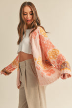 Load image into Gallery viewer, Laney Fuzzy Multi Color Floral Cardigan - Peach