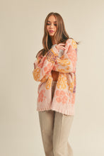 Load image into Gallery viewer, Laney Fuzzy Multi Color Floral Cardigan - Peach