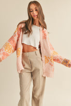 Load image into Gallery viewer, Laney Fuzzy Multi Color Floral Cardigan - Peach