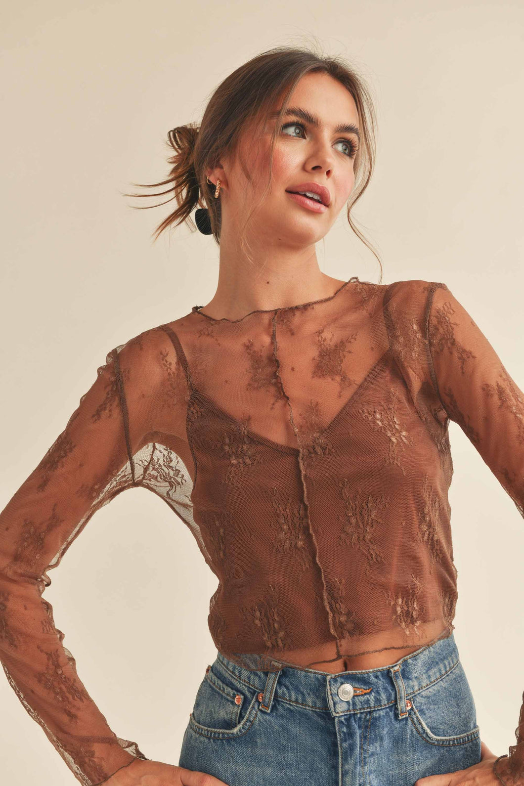 Maddie Sheer Lace Top - Copper