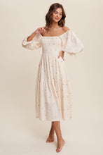 Load image into Gallery viewer, Karina Smocked Floral Midi Dress - Cream: PREORDER