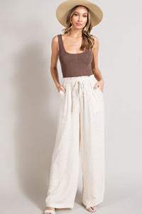 Kylie Drawstring Linen Pants - Oatmeal