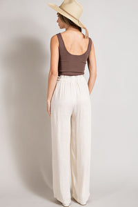 Kylie Drawstring Linen Pants - Oatmeal