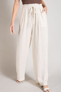 Kylie Drawstring Linen Pants - Oatmeal