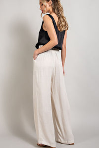 Kylie Drawstring Linen Pants - Oatmeal