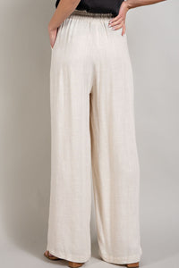 Kylie Drawstring Linen Pants - Oatmeal