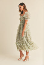 Load image into Gallery viewer, Jaymie Green Floral Twist Maxi Dress