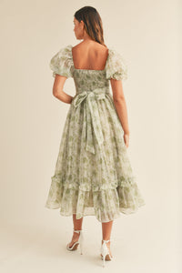 Jaymie Green Floral Twist Maxi Dress