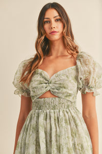 Jaymie Green Floral Twist Maxi Dress