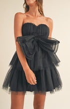 Load image into Gallery viewer, Nadia Black Tulle Bow Strapless Mini Dress