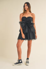 Load image into Gallery viewer, Nadia Black Tulle Bow Strapless Mini Dress