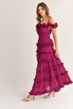 Load image into Gallery viewer, Leia Ruffled Floor Length Dress - Fuschia