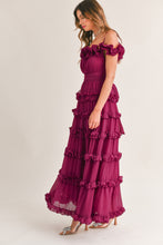 Load image into Gallery viewer, Leia Ruffled Floor Length Dress - Fuschia