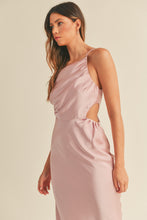 Load image into Gallery viewer, Haven Satin One Shoulder Ruched Midi Dress