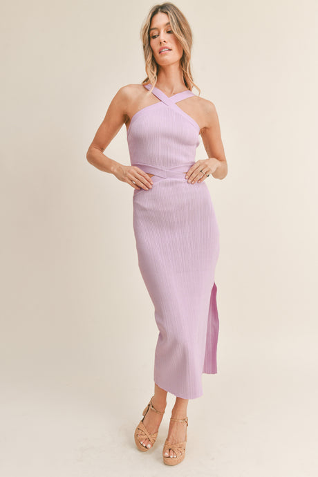 Mariah Purple Cutout Bodycon Midi Dress