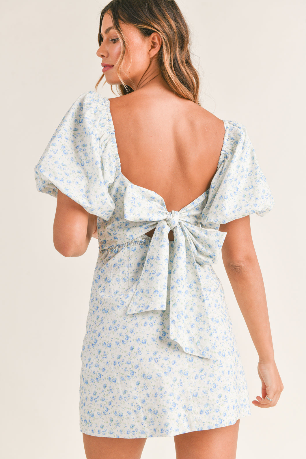 Carmen Floral Puff Sleeve Mini Dress