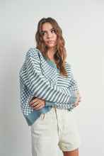 Load image into Gallery viewer, Jolie Blue V Neck Checker Sweater
