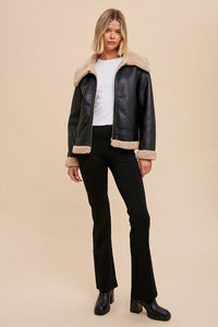 Cassidy Vegan Leather & Sherpa Jacket