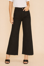 Load image into Gallery viewer, black wide leg cropped jeans denim stretchy