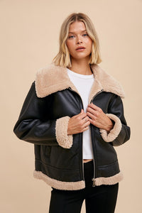 Cassidy Vegan Leather & Sherpa Jacket