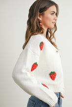 Load image into Gallery viewer, Strawberry Knit Cardigan - Ivory