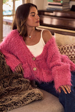 Load image into Gallery viewer, Janie Fuzzy Pink Button Down Cardigan
