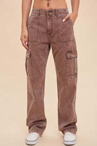 Stone Washed Cargo Jeans