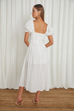 Load image into Gallery viewer, Puff Sleeved Tied Front Midi Dress
