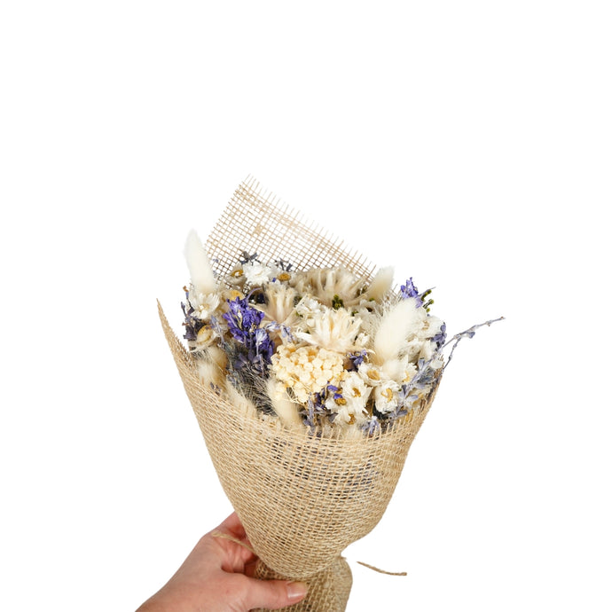 Dried Flowers Field Bouquet - Small, White & Blue
