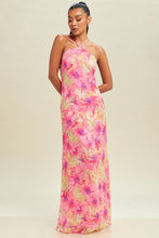 Load image into Gallery viewer, Lilly Halter-Neck Open-Back Maxi Dress - Fuchsia Floral