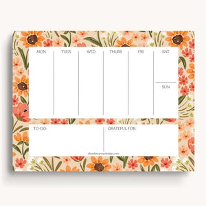 Sunny Poppies Weekly Planner Notepad