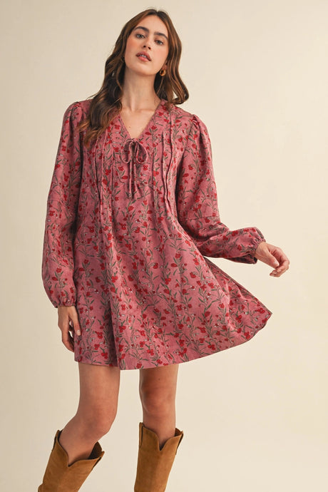 Emmie Floral Corduroy Mini Dress