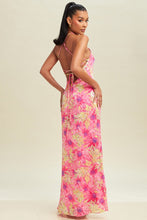 Load image into Gallery viewer, Lilly Halter-Neck Open-Back Maxi Dress - Fuchsia Floral