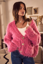 Load image into Gallery viewer, Janie Fuzzy Pink Button Down Cardigan