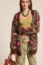 Load image into Gallery viewer, Laney Floral Brushed Cardigan - Brown/Pink