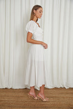 Load image into Gallery viewer, Puff Sleeved Tied Front Midi Dress