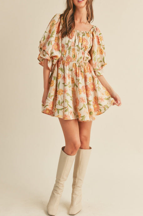 Faye Floral Ruched Mini Dress