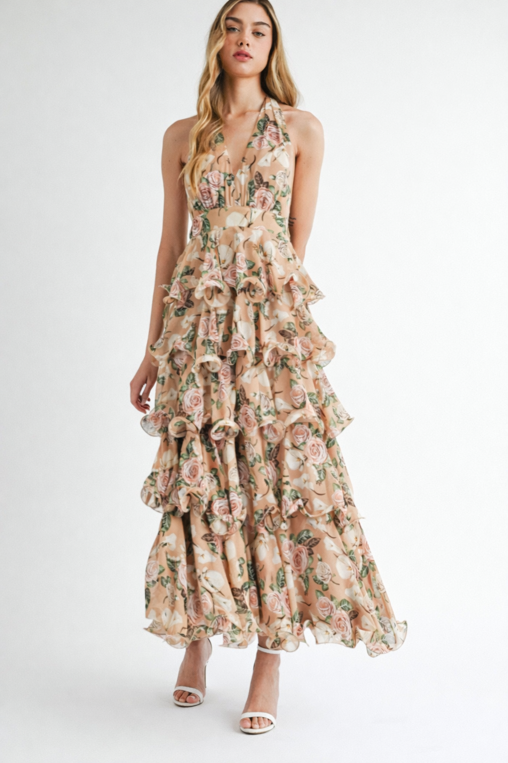Miranda Halter Ruffle Tier Maxi Dress