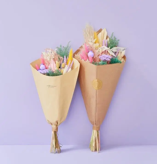 dried flower arrangement for mothers day birthday valentines day gifts for her preserved florals pastel rainbow neutral
