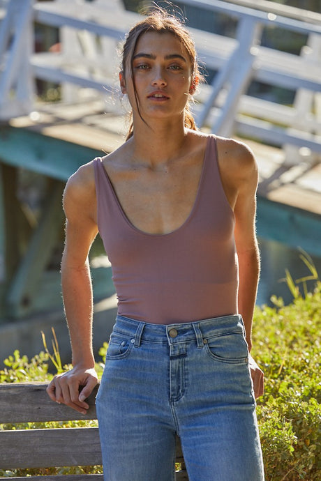 Deep U-Neck Tank Bodysuit