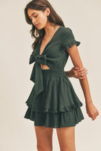 Load image into Gallery viewer, Open Front Ruffled Linen Mini Dress