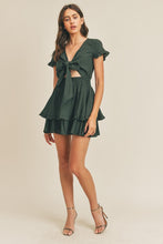 Load image into Gallery viewer, Open Front Ruffled Linen Mini Dress