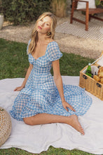 Load image into Gallery viewer, Gingham Plaid Open Back Midi Dress