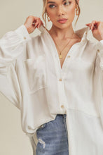 Load image into Gallery viewer, Daria Distressed Hem Button Down Blouse