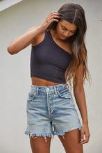 Load image into Gallery viewer, One Shoulder Ribbed Crop Top