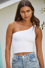 Load image into Gallery viewer, One Shoulder Ribbed Crop Top