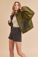 Load image into Gallery viewer, Olive Teddy Sherpa Jacket