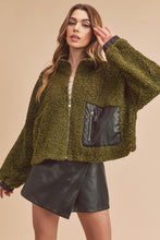 Load image into Gallery viewer, Olive Teddy Sherpa Jacket