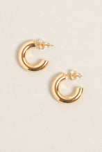 Load image into Gallery viewer, Small  14K Gold Dipped Post Hoop Earrings