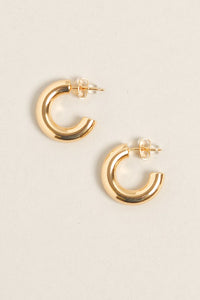 Small  14K Gold Dipped Post Hoop Earrings